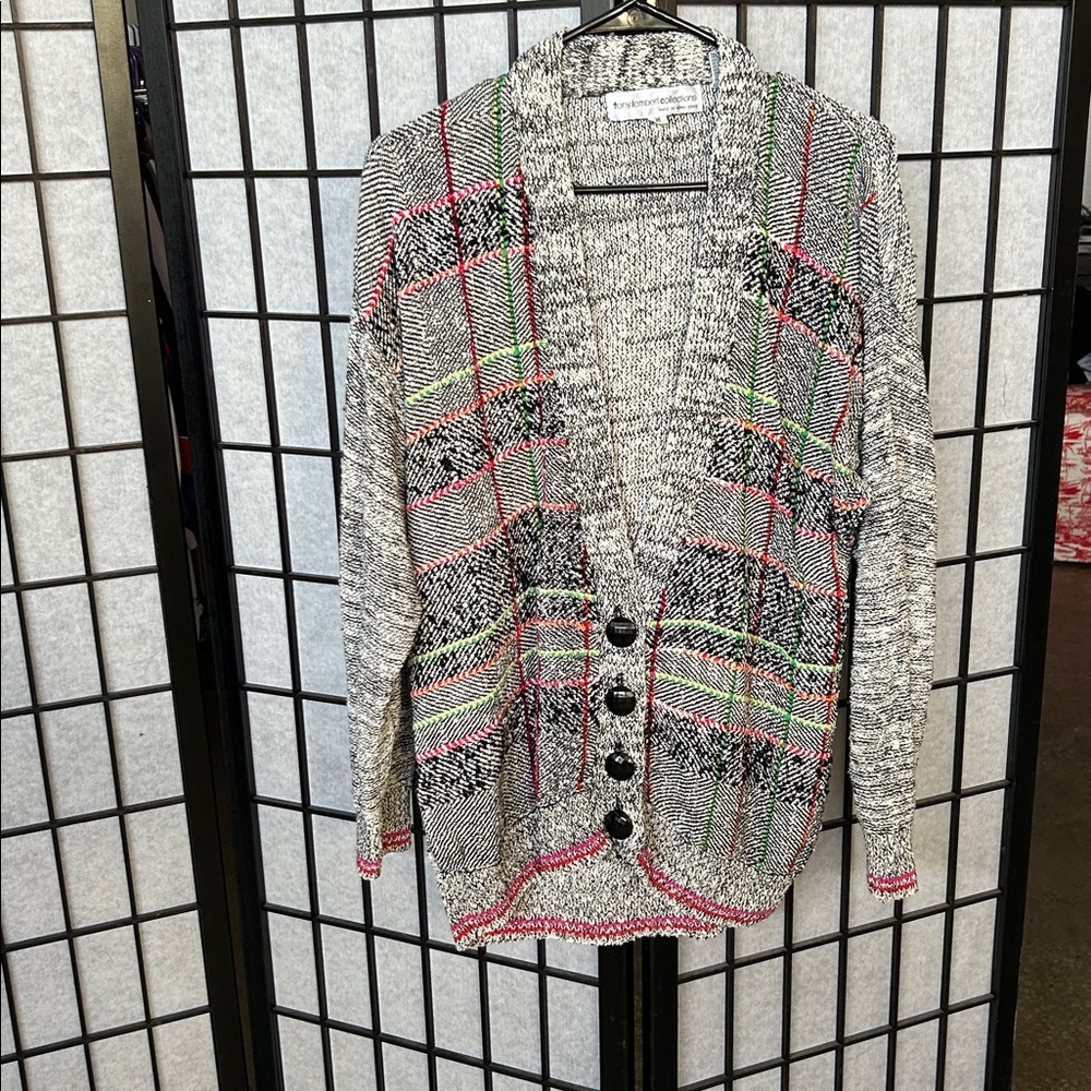 Vintage Plaid Button-Up Cardigan